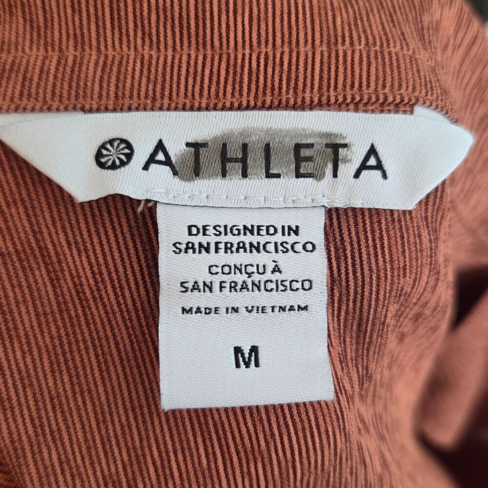 Athleta Echo Women's Top Brown M Button Down Collared Lightweight Pockets Size - Picture 8 of 9